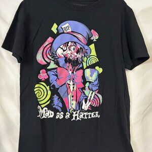 Psychedelic Mad As‎ A Hatter Grunge Rock Tee | Black Unisex M Hot Topic Edgy